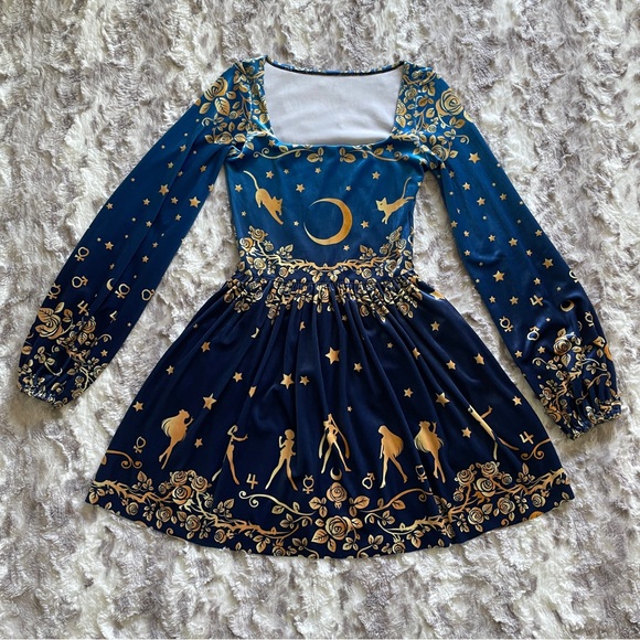 Blackmilk Dresses & Skirts - BlackMilk Sailor Guardians Stars Velvet Squared Up Bishop Dress